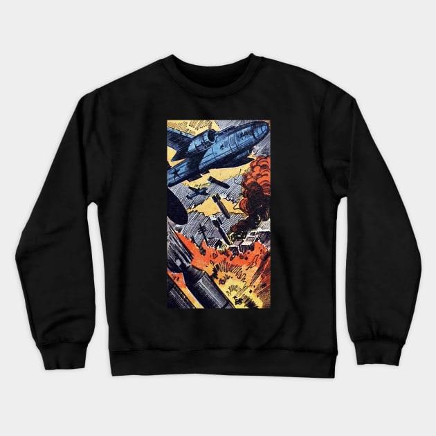 Comic book war planes dropping bombs from the sky Crewneck Sweatshirt by Comic Dzyns